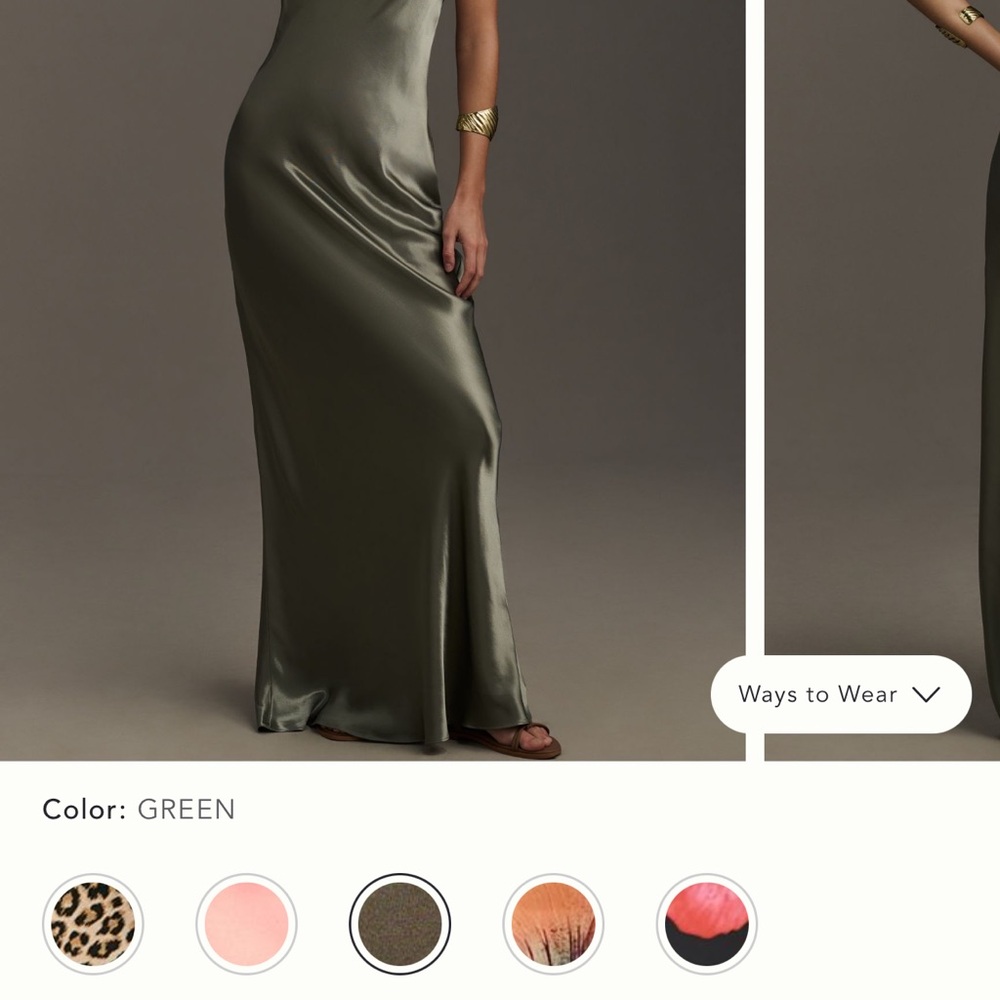 Anthropologie Strapless Mini Maxi Slip Dress in Green